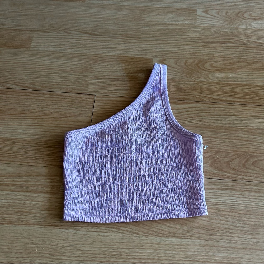American Eagle Light Purple One Shoulder Cropped Tank Small
